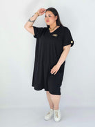 Sukienka Plus Size Luźna Z Dekoltem V I Ozdobnym Detalem Stylowa XL