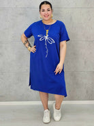 Sukienka Plus Size Luźny Krój – Modna, Wygodna, Z Aplikacją Ważki XXL Stylowa XL