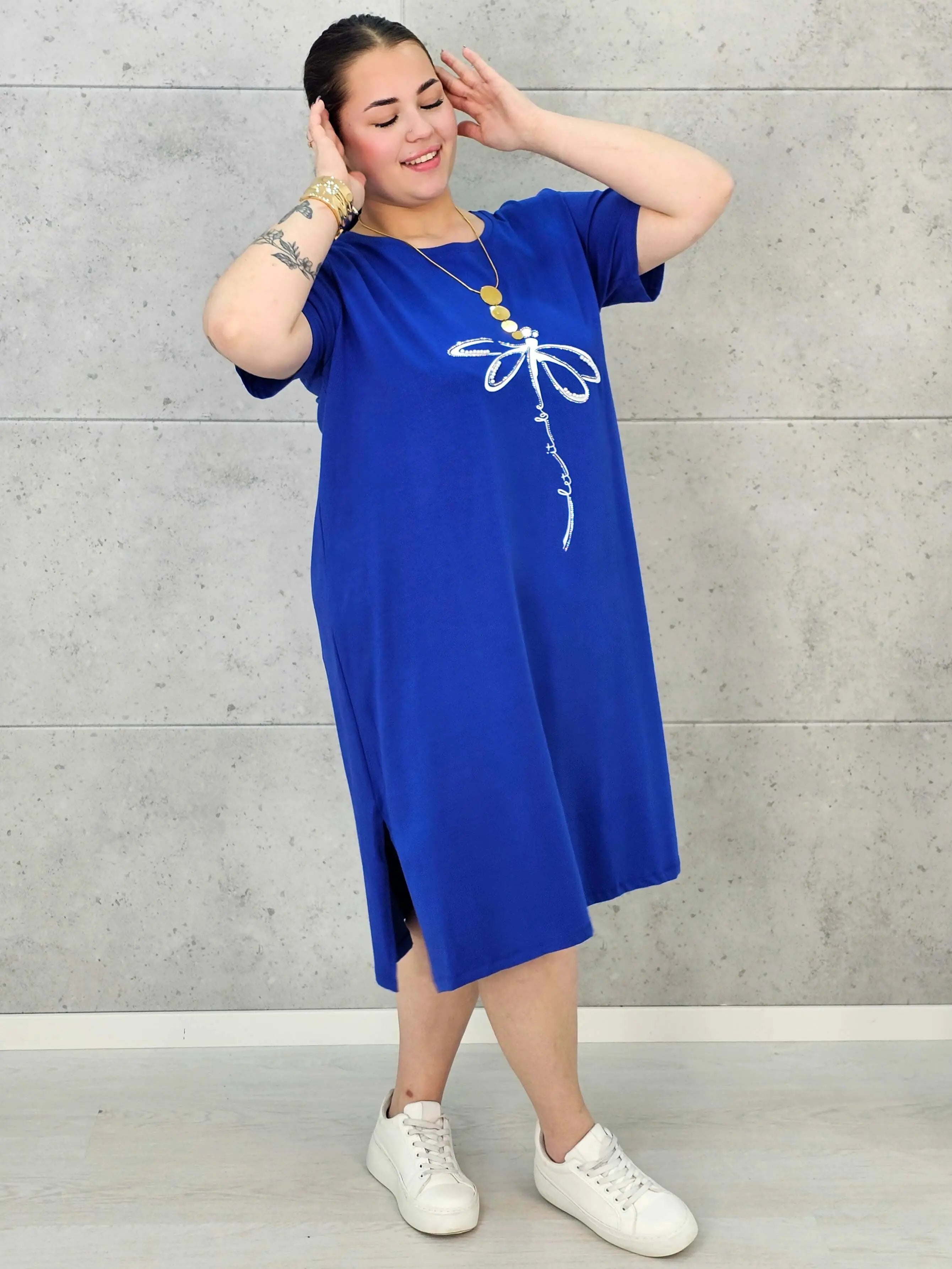 Sukienka Plus Size Luźny Krój – Modna, Wygodna, Z Aplikacją Ważki XXL Stylowa XL