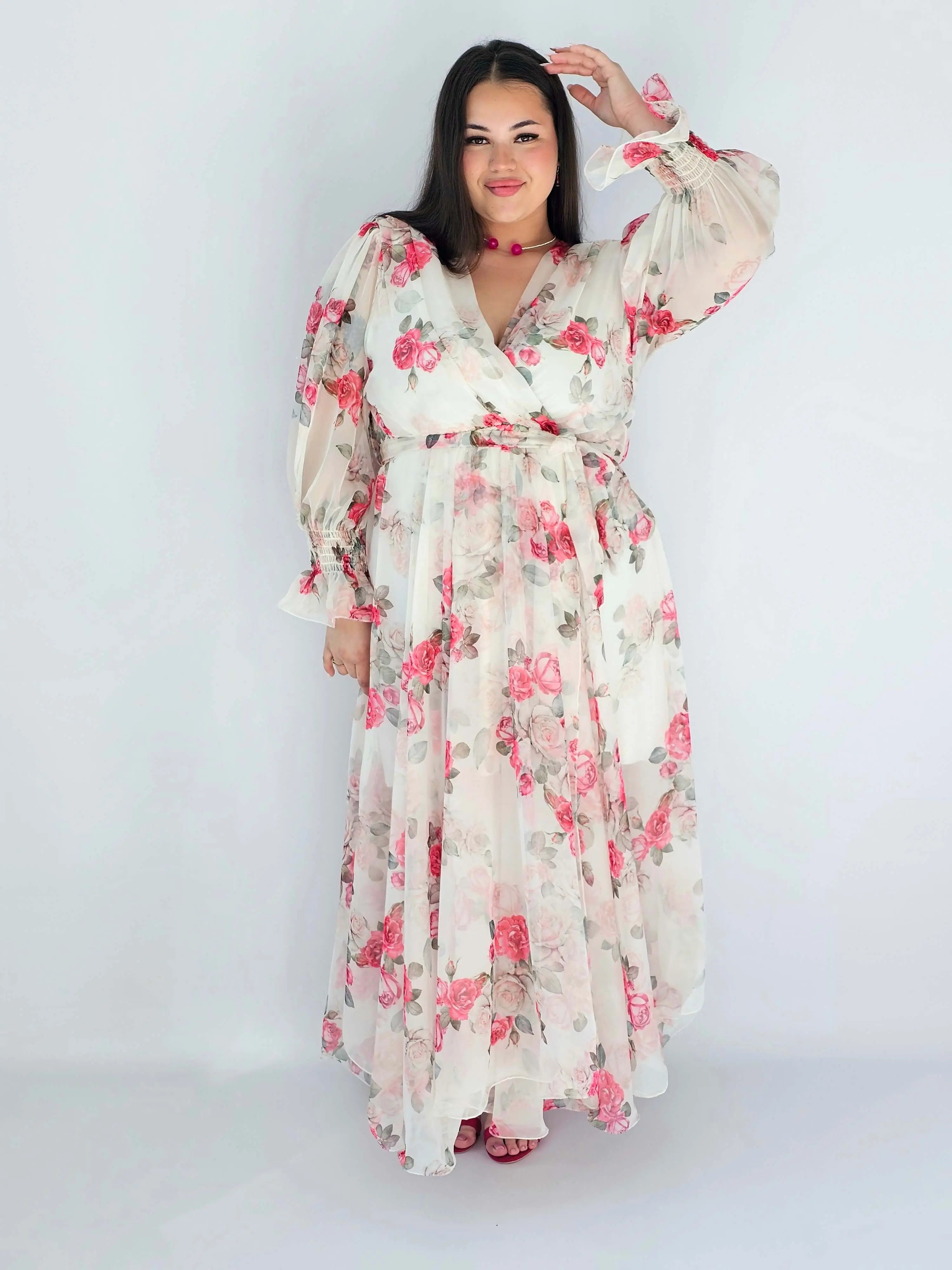 Sukienka Plus Size Maxi Kwiatowa Zwiewna Elegancja Stylowa XL