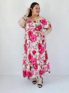 Sukienka Plus Size Maxi W Kwiaty Z Marszczoną Górą – Zwiewna I Kobieca XXL Stylowa XL Stylowa XL