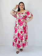 Sukienka Plus Size Maxi W Kwiaty Z Marszczoną Górą – Zwiewna I Kobieca XXL Stylowa XL Stylowa XL