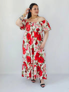 Sukienka Plus Size Maxi W Kwiaty Z Marszczoną Górą – Zwiewna I Kobieca XXL Stylowa XL Stylowa XL