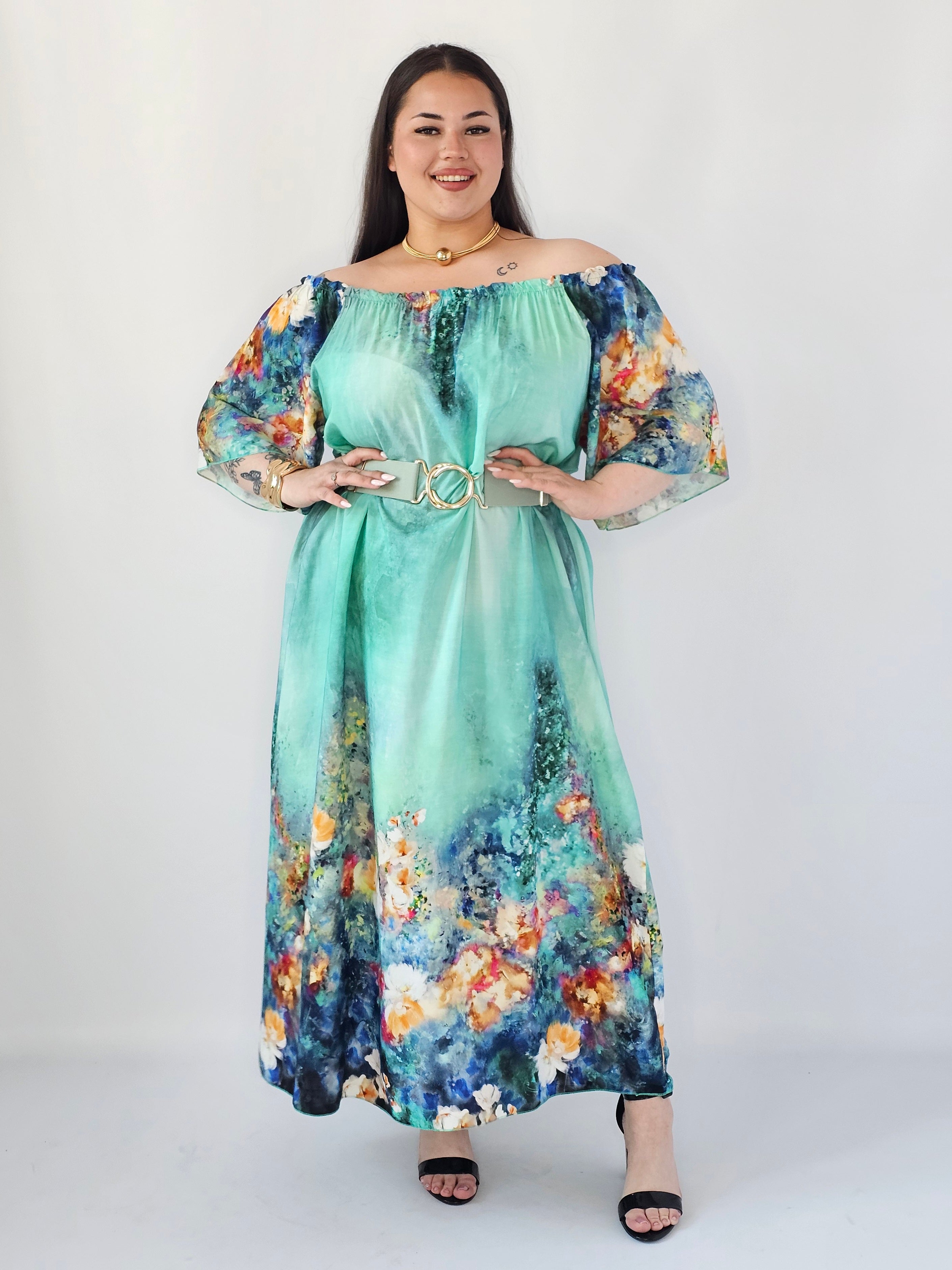 Sukienka Plus Size Maxi Z Artystycznym Printem – Lekka, Zwiewna I Wyjątkowa Stylowa XL Stylowa XL
