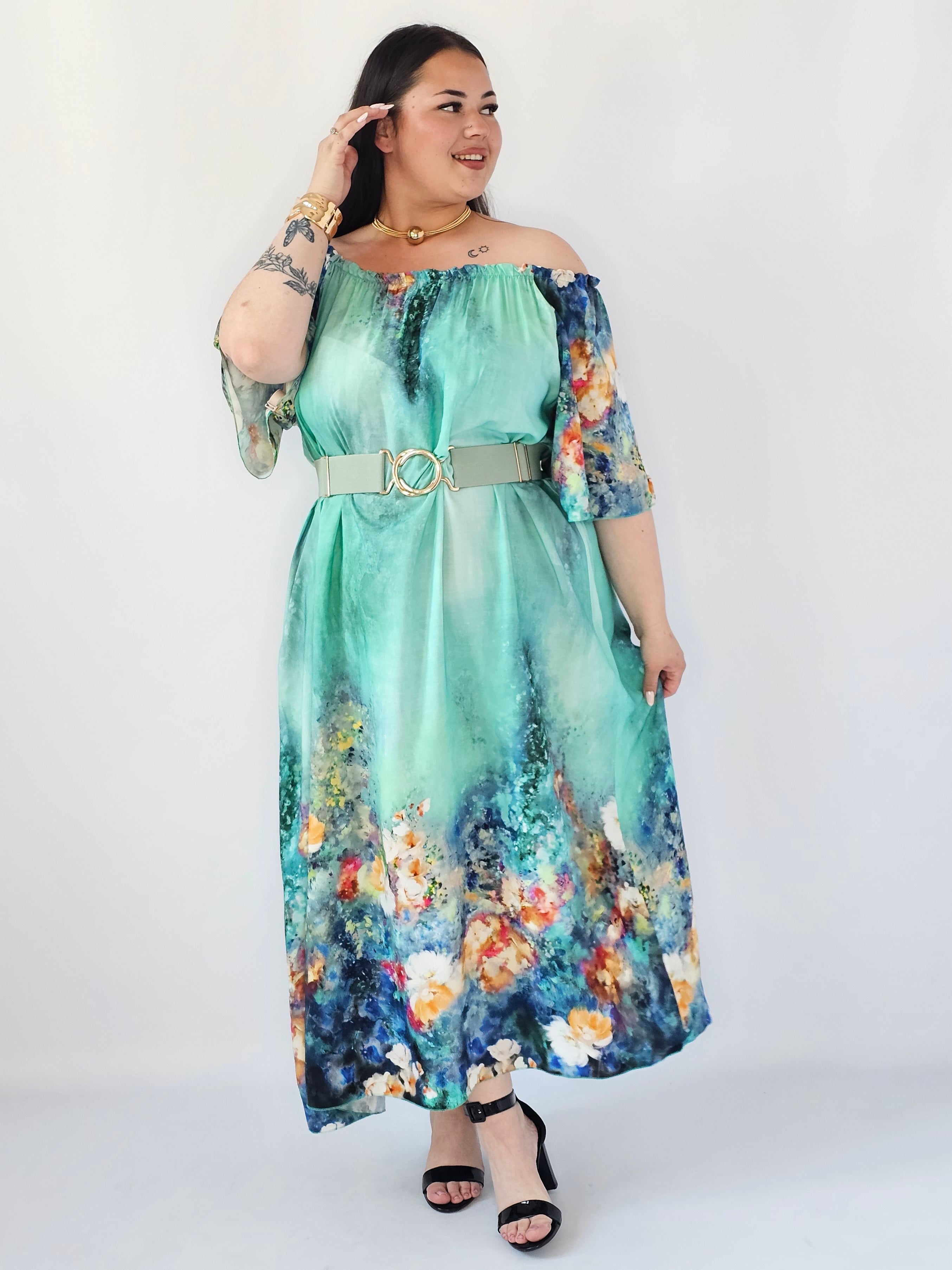 Sukienka Plus Size Maxi Z Artystycznym Printem – Lekka, Zwiewna I Wyjątkowa Stylowa XL Stylowa XL