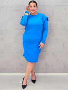 Sukienka Plus size z długim rękawem prążkowana Stylowa XL