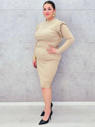 Sukienka Plus size z długim rękawem prążkowana Stylowa XL