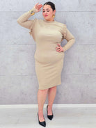 Sukienka Plus size z długim rękawem prążkowana Stylowa XL