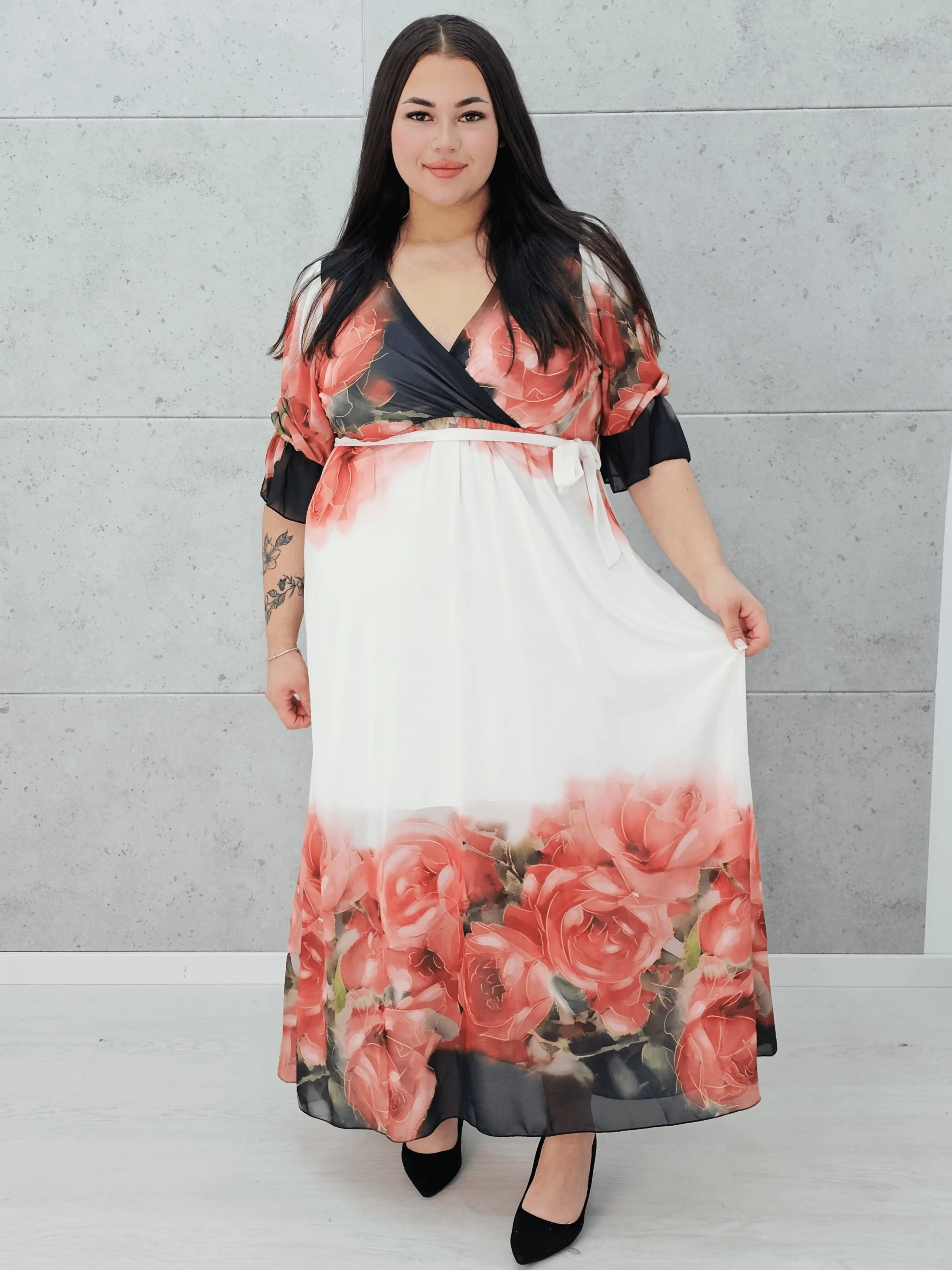 Sukienka Różany Powiew Elegancji Stylowa XL