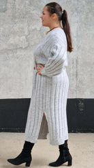 Sukienka Swetrowa z Dekoltem w Serek Stylowa XL