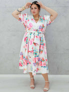 Sukienka „Kwiatowy Urok” - fuksja. Stylowa XL