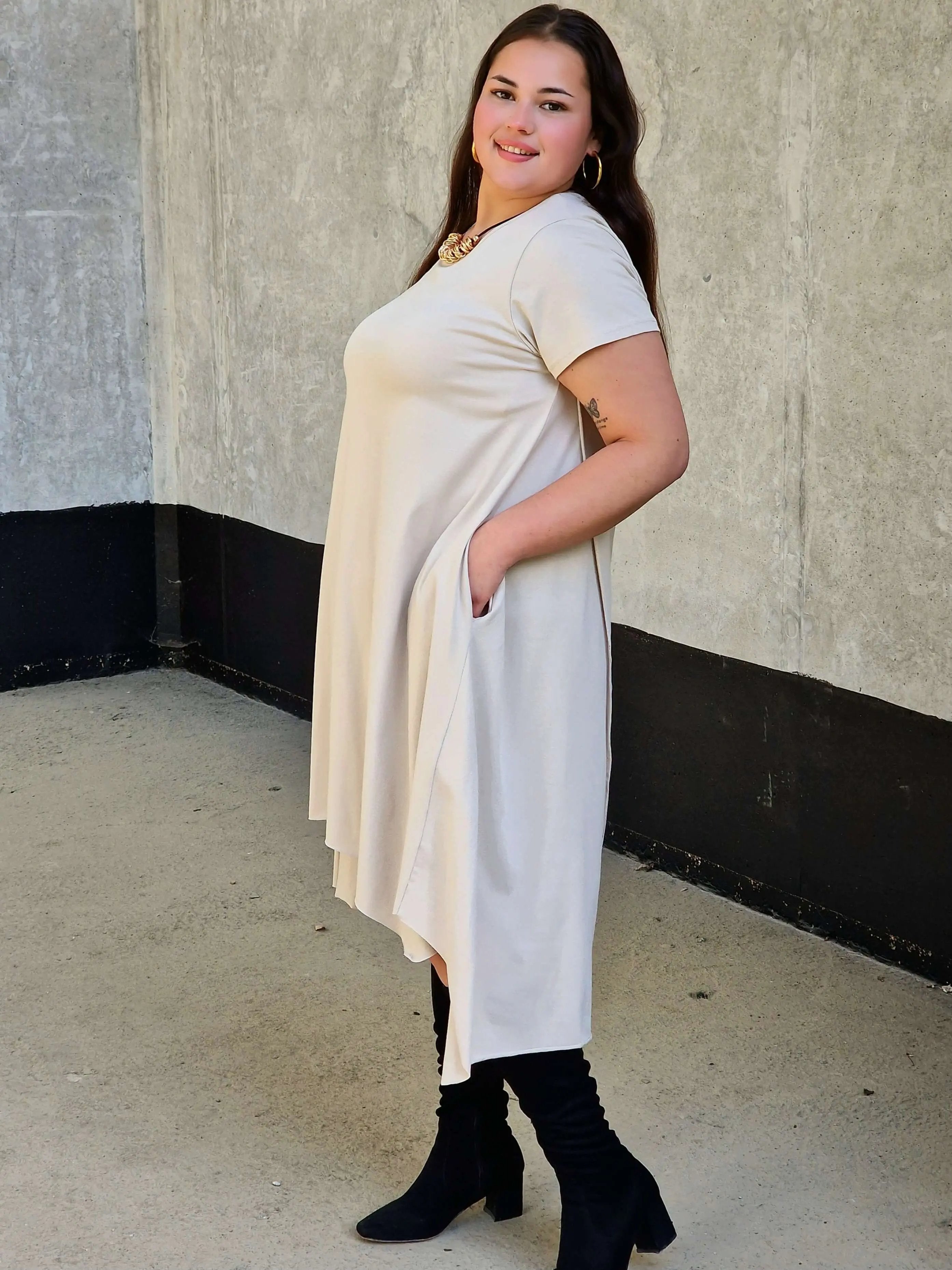 Sukienka basic z krótkim rękawem Stylowa XL