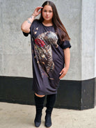 Sukienka bawełniana z aplikacja na przodzie. Stylowa XL