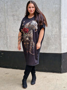 Sukienka bawełniana z aplikacja na przodzie. Stylowa XL