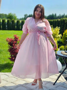 Sukienka bawełniana z kopertowym dekoltem Stylowa XL