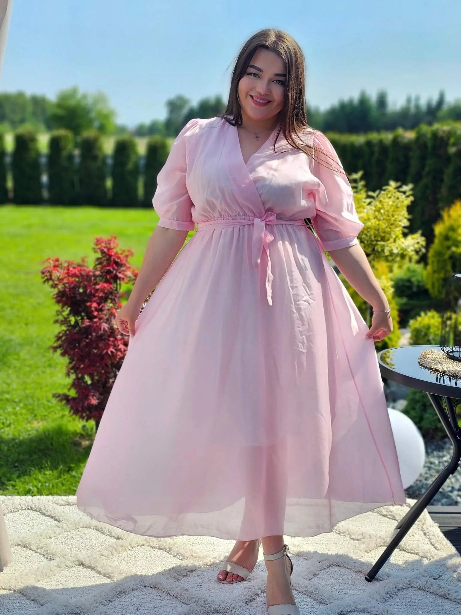 Sukienka bawełniana z kopertowym dekoltem Stylowa XL