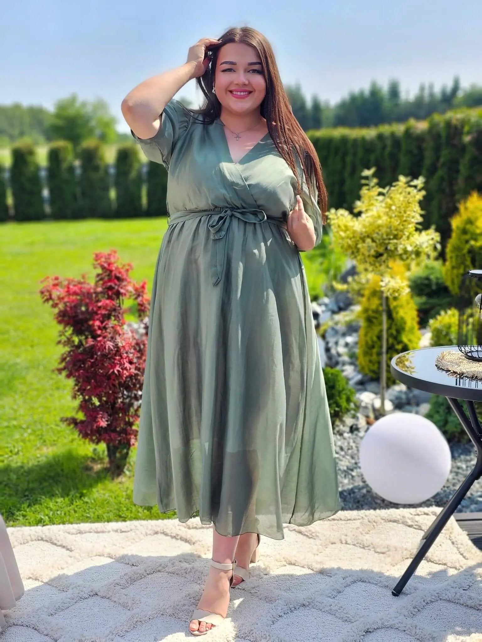 Sukienka bawełniana z kopertowym dekoltem Stylowa XL