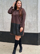 Sukienka bawełniana z wstawka eco skóry  na przodzie Stylowa XL