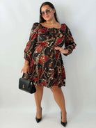 Sukienka damska Plus Size z falbaną i regulowanym dekoltem Stylowa XL