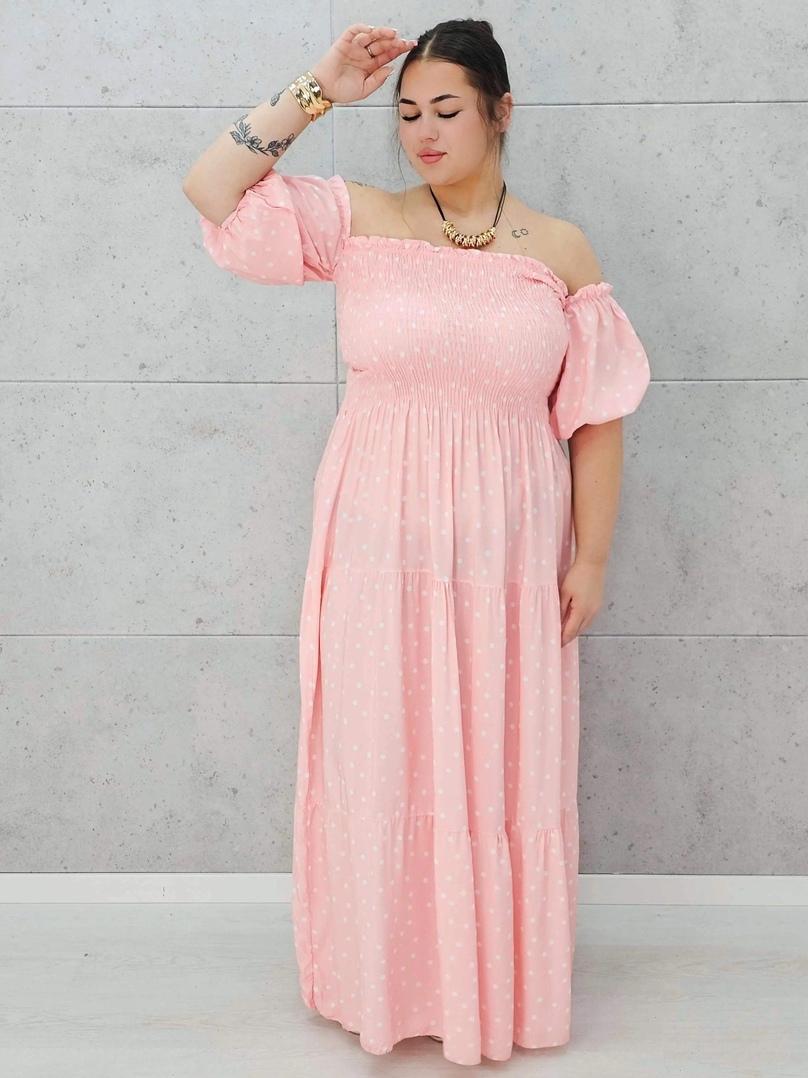 Sukienka długa w kropki Stylowa XL