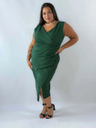 Sukienka elegancka Plus Size z kopertowym dekoltem i marszczeniem Stylowa XL