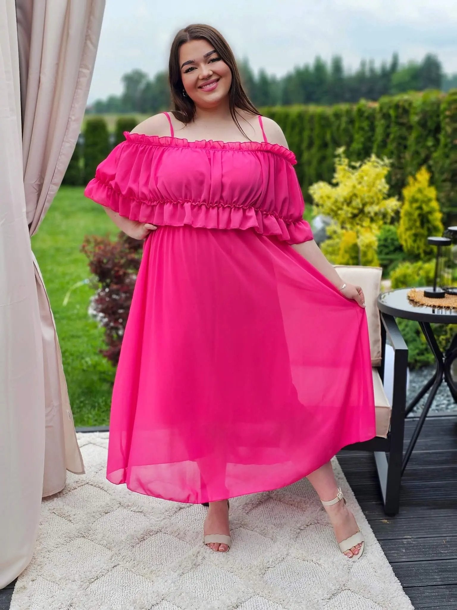 Sukienka hiszpanka midi z falbanami - kilka kolorów Stylowa XL