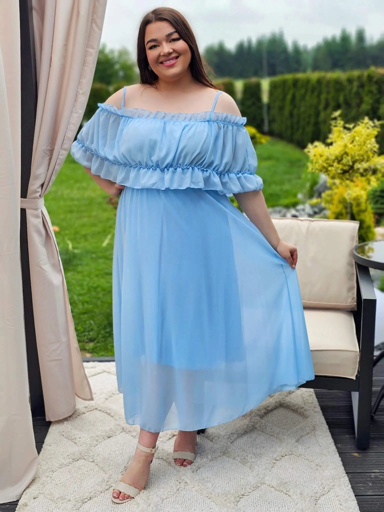 Sukienka hiszpanka midi z falbanami - kilka kolorów Stylowa XL