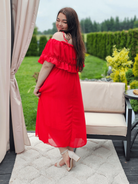 Sukienka hiszpanka midi z falbanami - kilka kolorów Stylowa XL