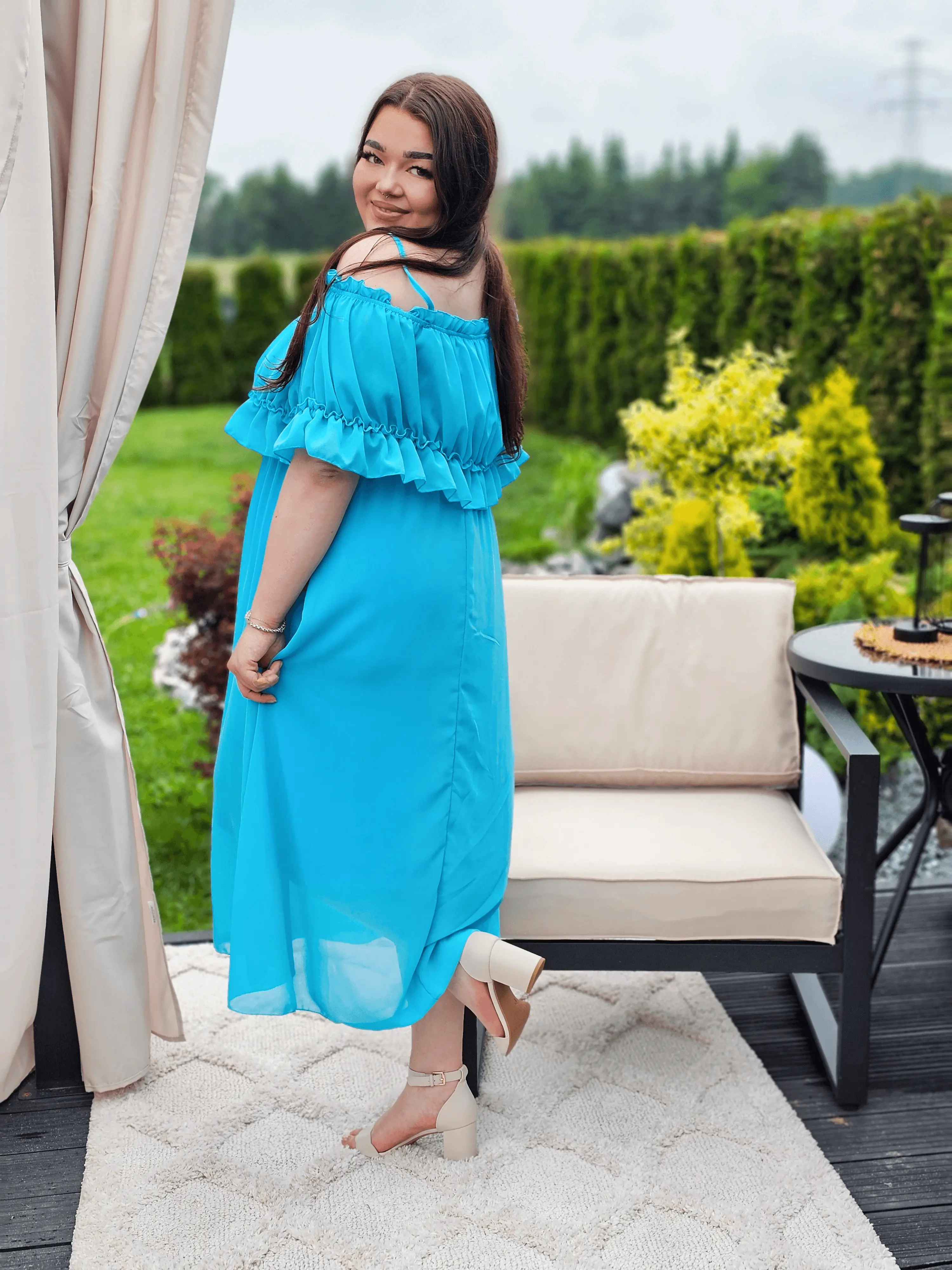 Sukienka hiszpanka midi z falbanami - kilka kolorów Stylowa XL