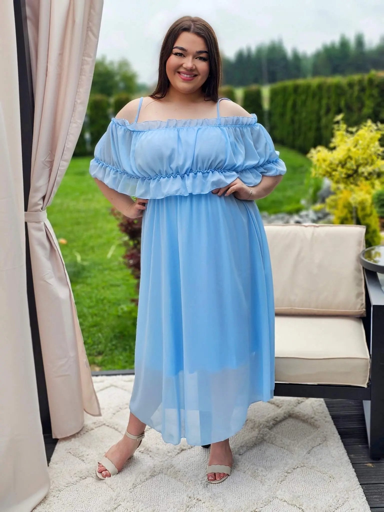 Sukienka hiszpanka midi z falbanami - kilka kolorów Stylowa XL