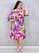 Sukienka hiszpanka midi z wiązanymi rękawami i kwiatowym printem Stylowa XL