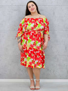 Sukienka hiszpanka midi z wiązanymi rękawami i kwiatowym printem Stylowa XL