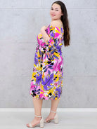 Sukienka hiszpanka midi z wiązanymi rękawami i kwiatowym printem Stylowa XL