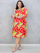 Sukienka hiszpanka midi z wiązanymi rękawami i kwiatowym printem Stylowa XL