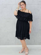Sukienka hiszpanka mini z falbanami  - czerń Stylowa XL