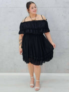 Sukienka hiszpanka mini z falbanami  - czerń Stylowa XL