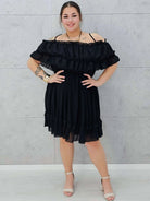 Sukienka hiszpanka mini z falbanami  - czerń Stylowa XL
