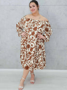 Sukienka hiszpanka w brązowe kwiaty Stylowa XL