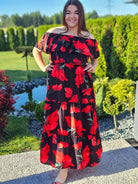 Sukienka hiszpanka w czerwone maki Stylowa XL