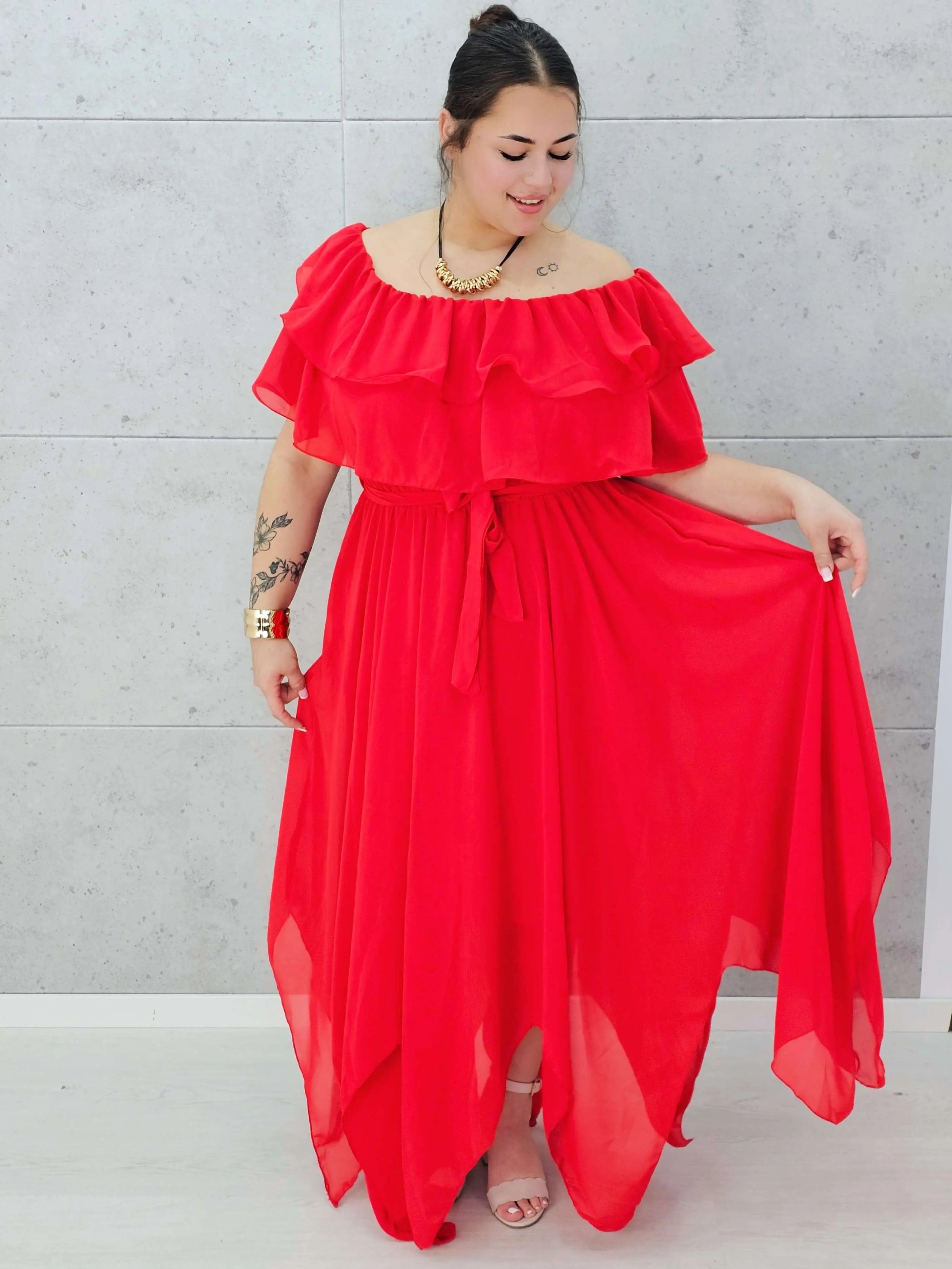 Sukienka hiszpanka z falbaną Stylowa XL