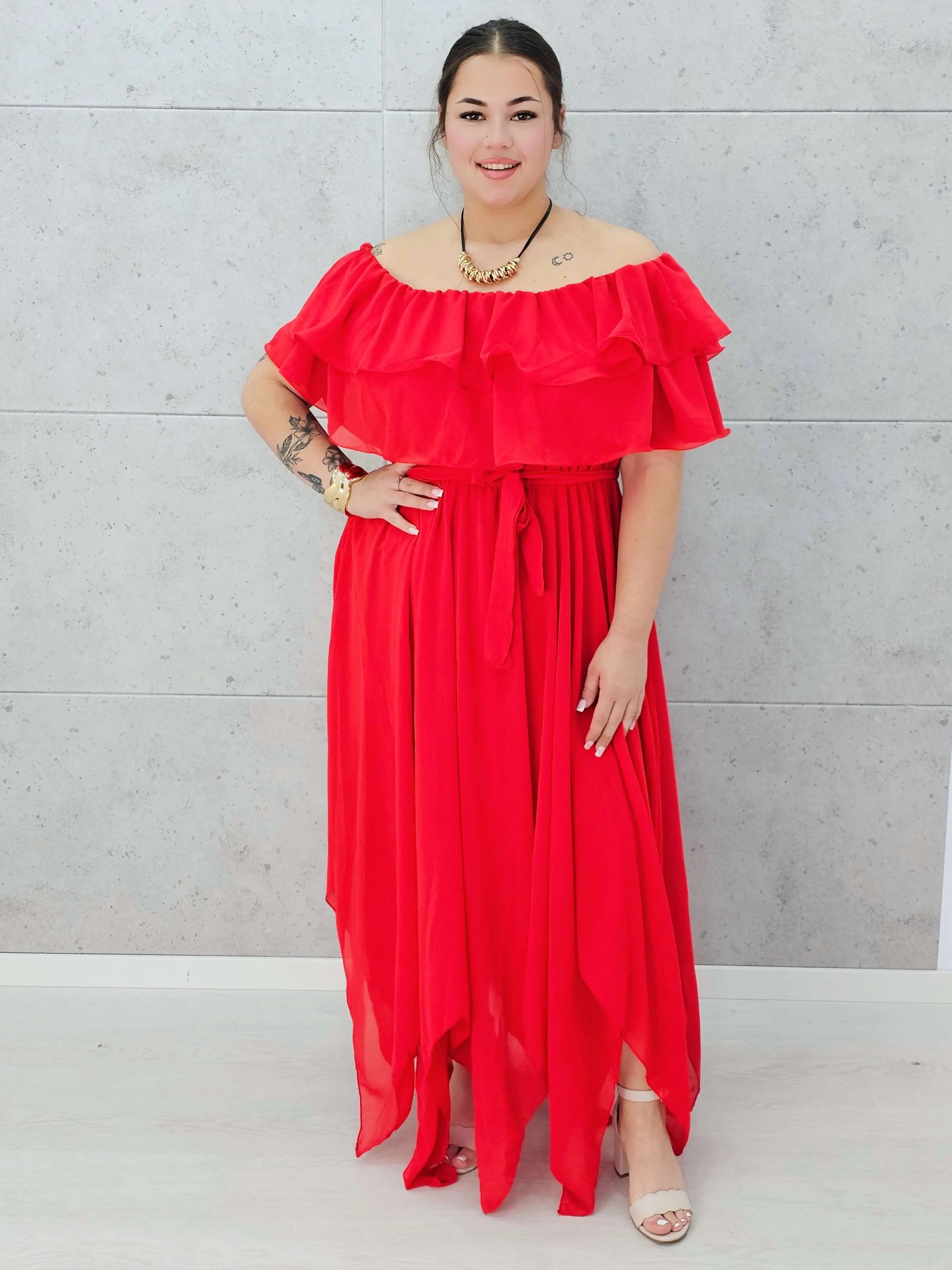 Sukienka hiszpanka z falbaną Stylowa XL