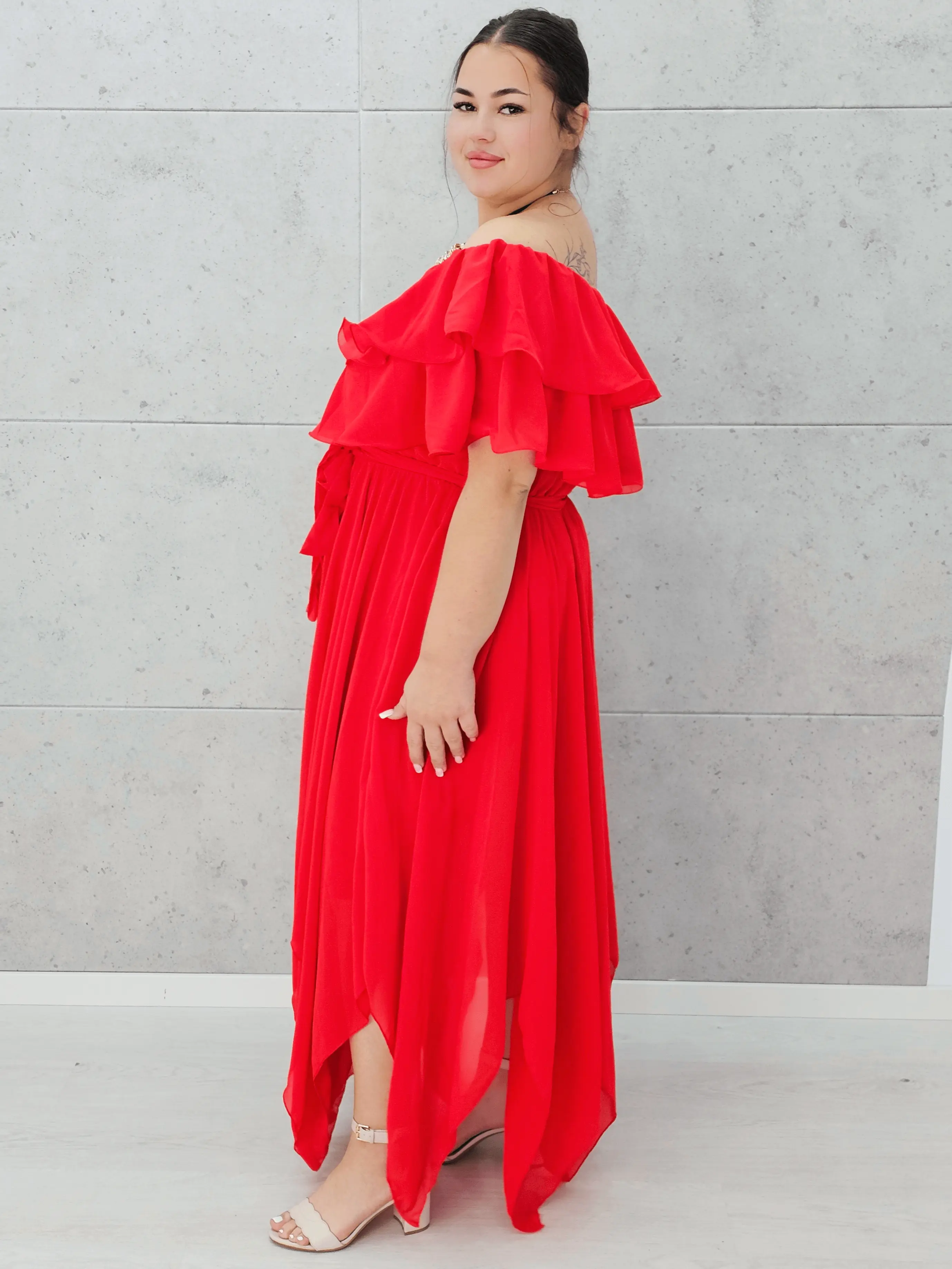 Sukienka hiszpanka z falbaną Stylowa XL