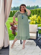 Sukienka hiszpanka z falbanką- zielona Stylowa XL