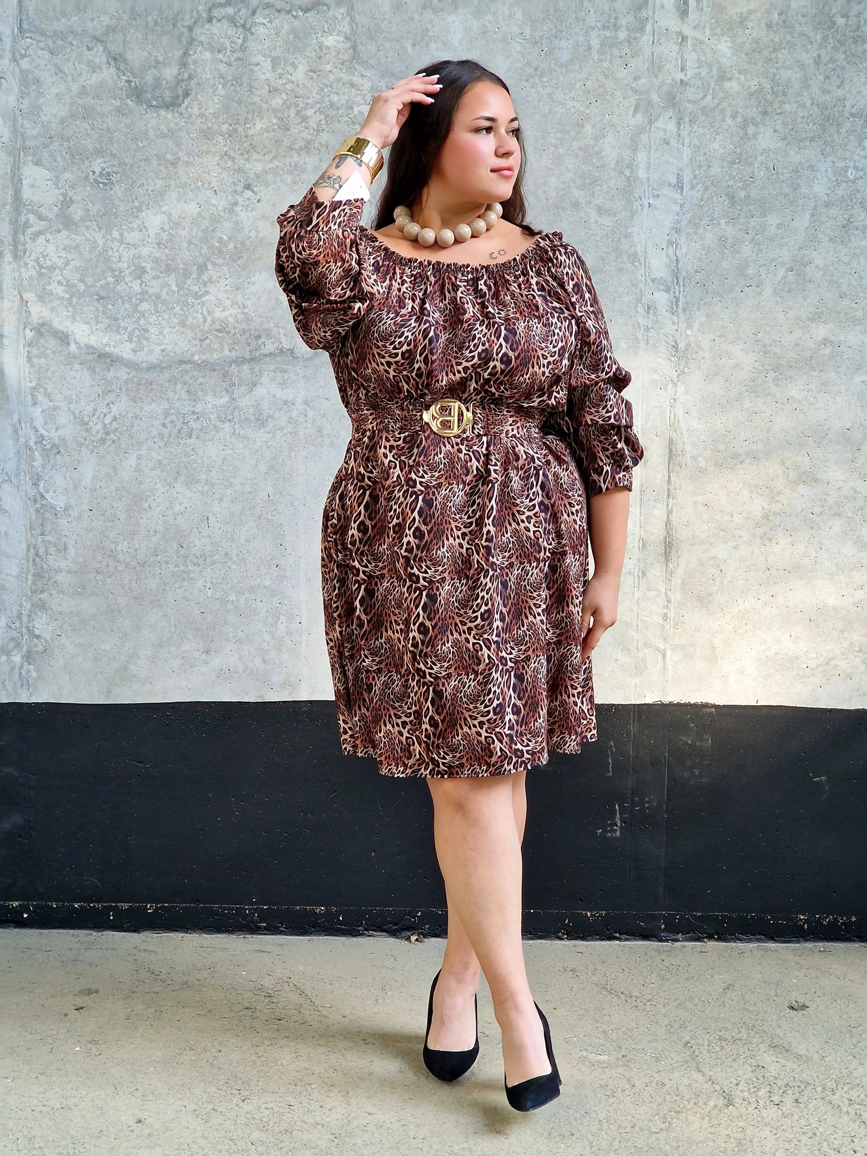 Sukienka hiszpanka z marszczonym rękawem Stylowa XL