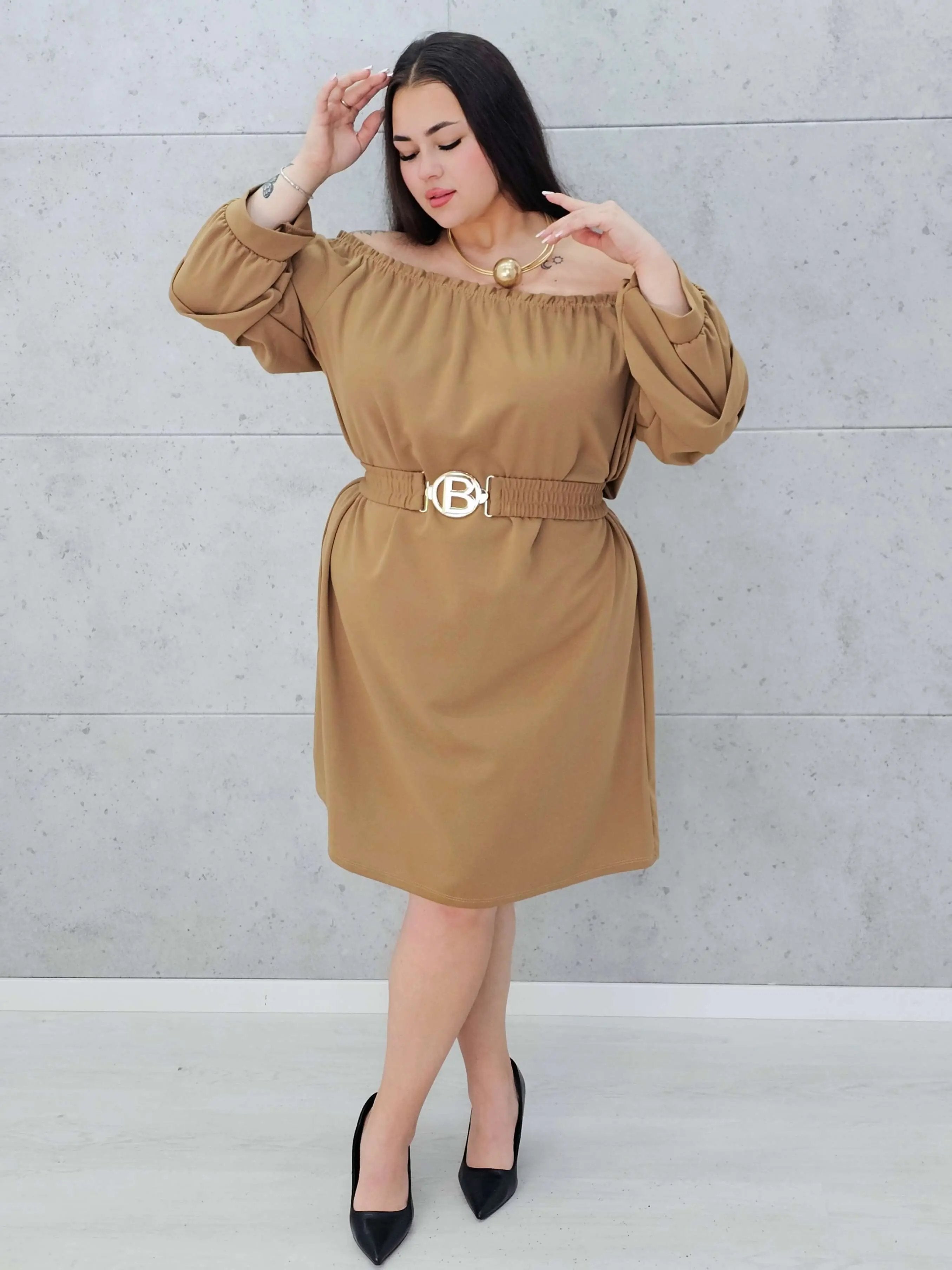 Sukienka hiszpanka z paskiem. Stylowa XL