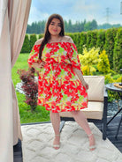 Sukienka hiszpanka z wiązaniami przy rękawie - dwa kolory Stylowa XL