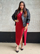 Sukienka kopertowa maxi z koronkową wstawką Stylowa XL