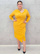 Sukienka kopertowa midi z dekoltem V– moda dla kobiet plus size Stylowa XL