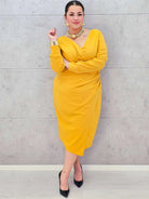 Sukienka kopertowa midi z dekoltem V– moda dla kobiet plus size Stylowa XL