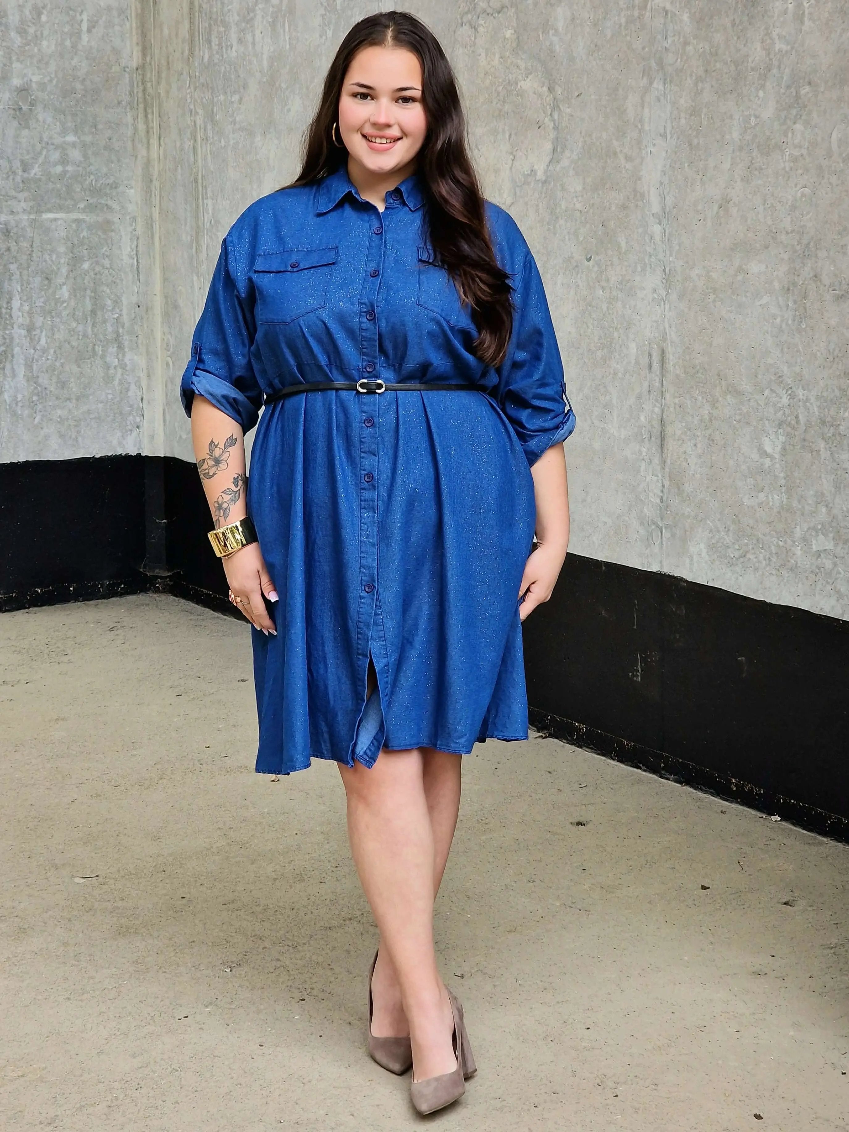 Sukienka koszulowa z połyskiem Stylowa XL